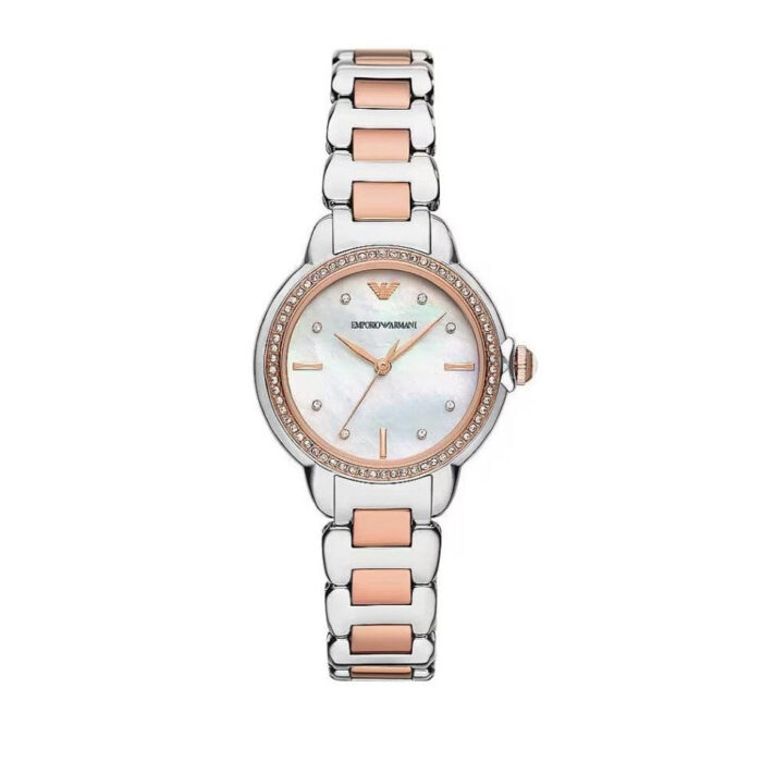 Emporio Armani Three Hand Quartz Mother of Pearl Dial Two Tone Steel Strap Watch For Women - AR11569 - Image 8